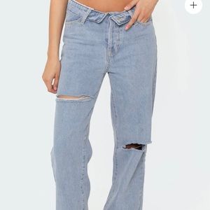 Edikted light blue boyfriend jeans, Size small